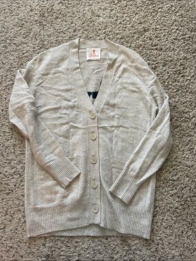 Oatmeal V-Neck Button Front Cashmere Women's Cardigan